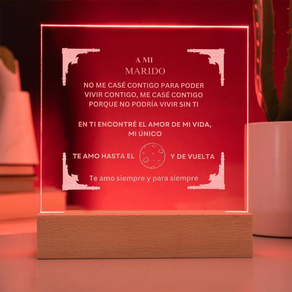 Spanish To My Husband Engraved Square Acrylic Plaque
