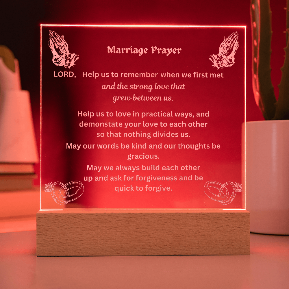 Marriage Prayer Engraved Square Acrylic Plaque