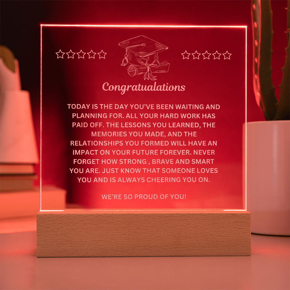 Graduation Conratulations Engraved Acrylic Square Plaque