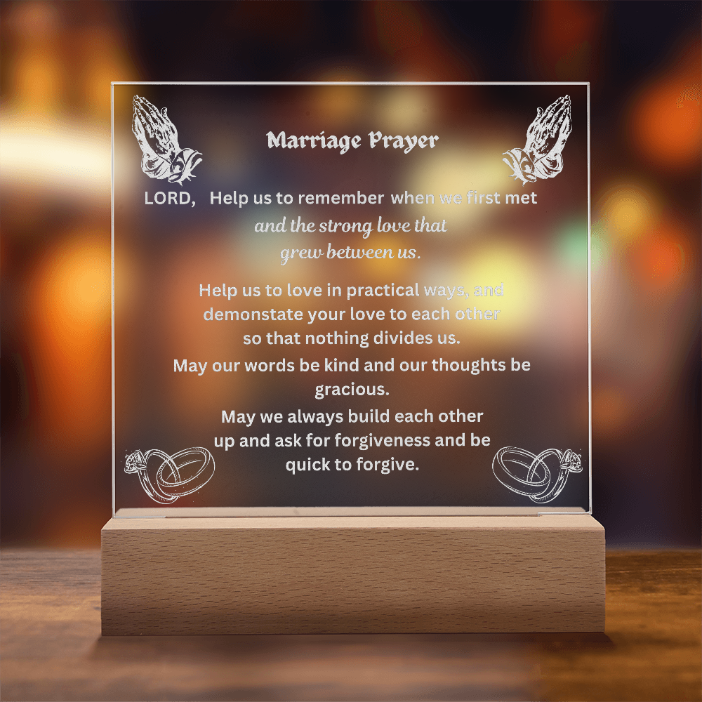 Marriage Prayer Engraved Square Acrylic Plaque