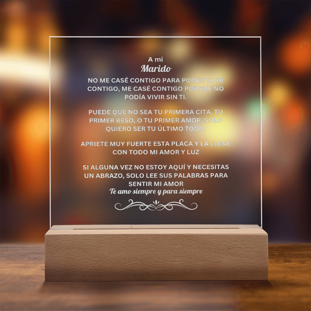 To My Husband Engraved Acrylic Square Plaque Spanish