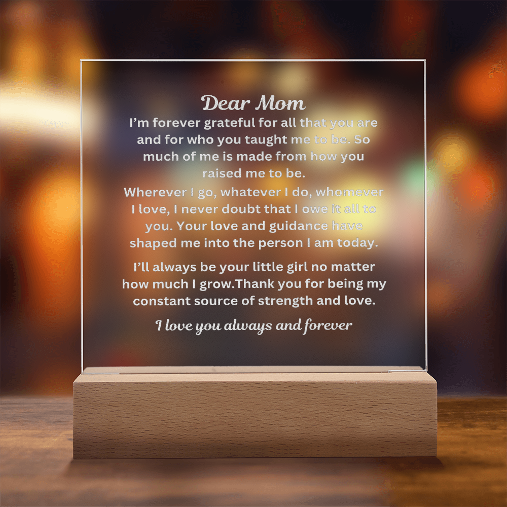 Dear Mom Engraved Acrylic Square Plaque