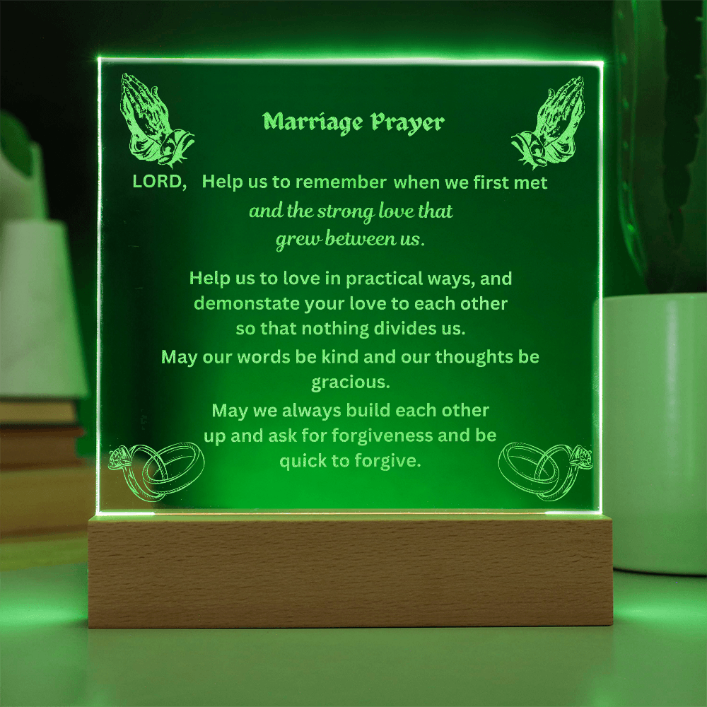 Marriage Prayer Engraved Square Acrylic Plaque