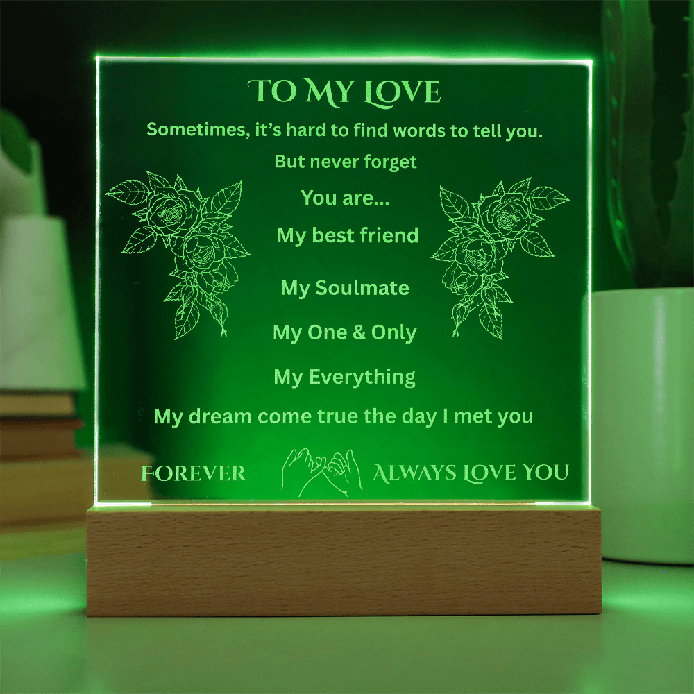 To My Love Engraved Acrylic Square Plaque