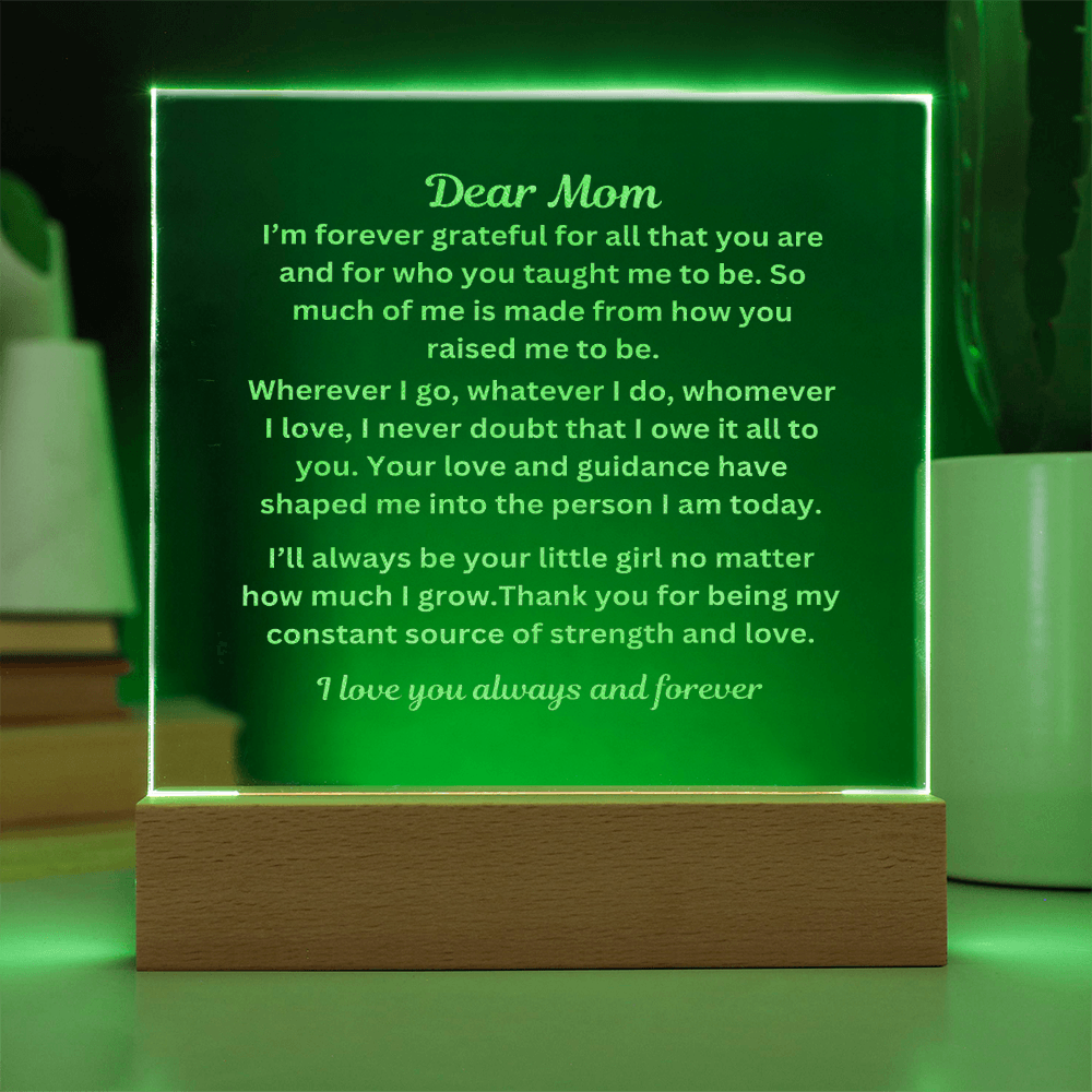 Dear Mom Engraved Acrylic Square Plaque