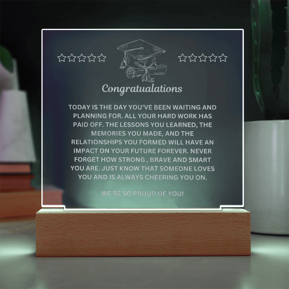 Graduation Conratulations Engraved Acrylic Square Plaque
