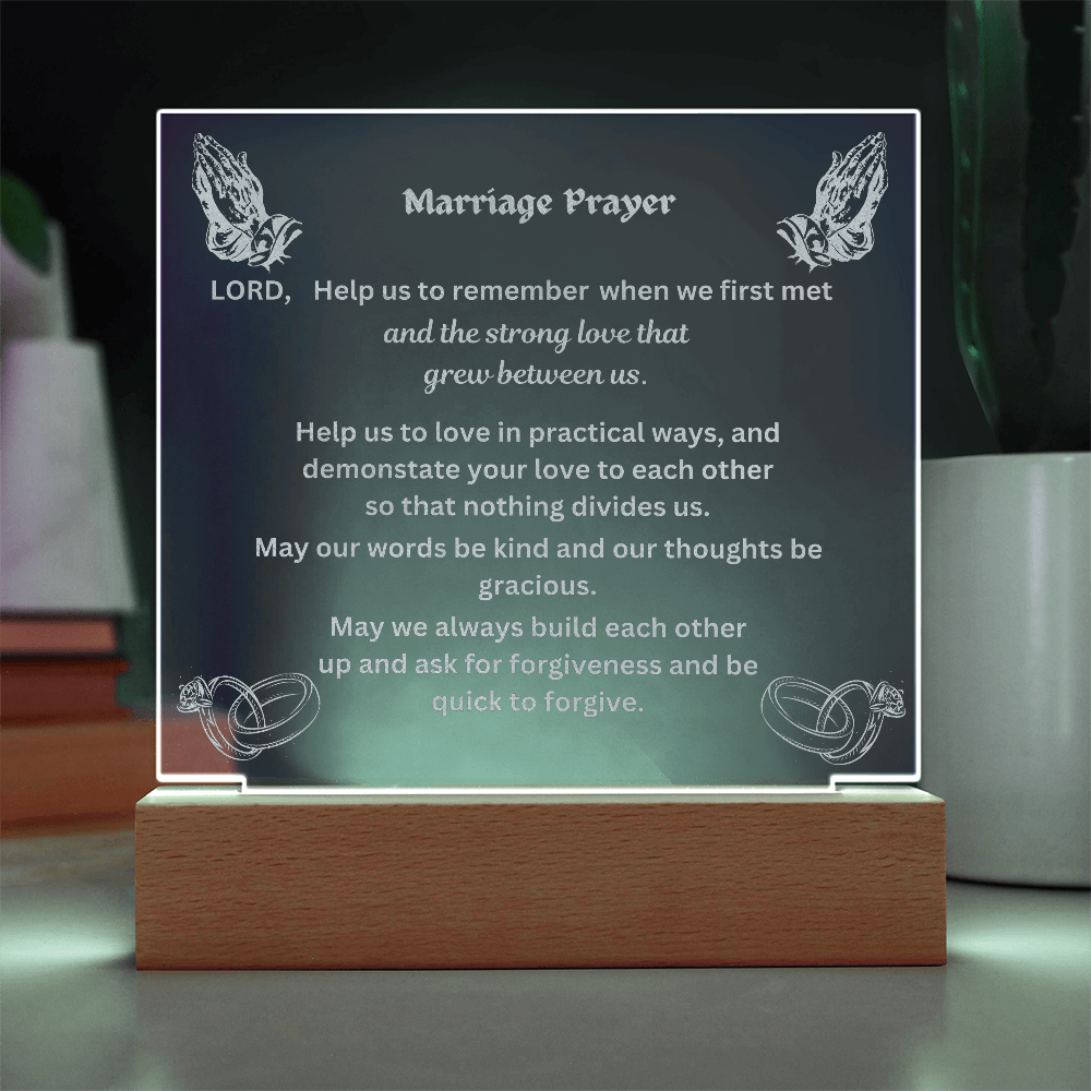 Marriage Prayer Engraved Square Acrylic Plaque
