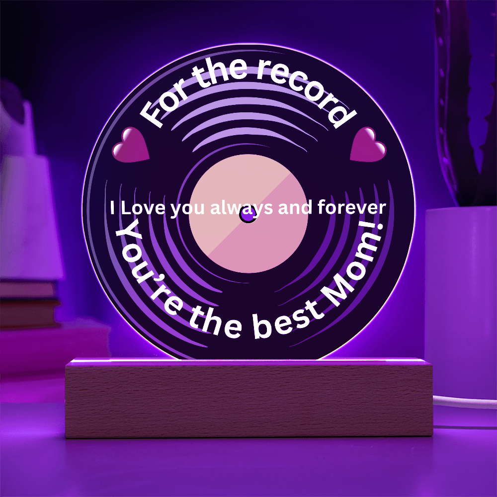 Mom For the Record Printed Acrylic Circle Plaque