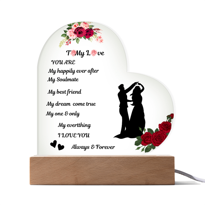 To My Love Printed Heart Acrylic Plaque