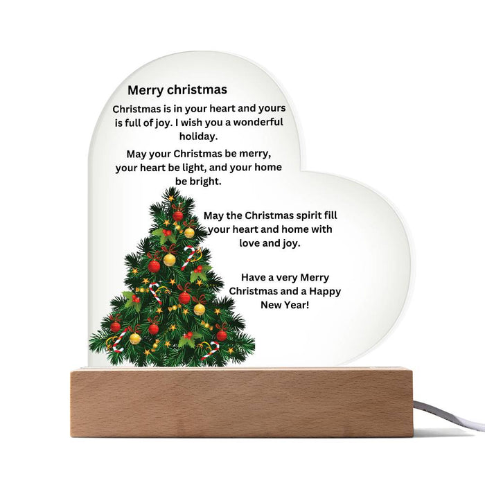 Engraved Acrylic Heart Merry Christmas Plaque