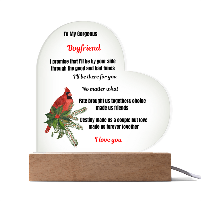To My Boyfriend Printed Acrylic Heart Plaque