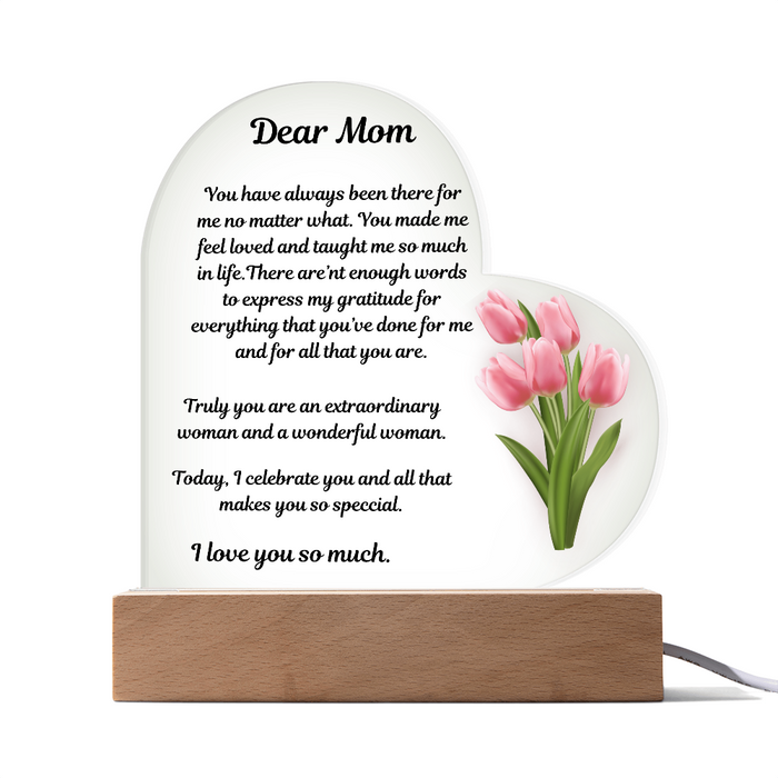 Dear Mom Acrylic Heart Plaque