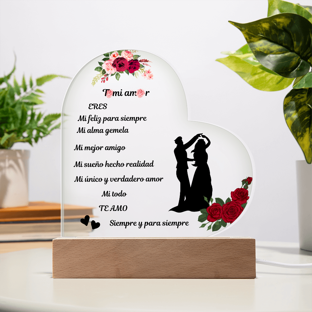 To My Love Printed Acrylic Heart Plaque Spanish