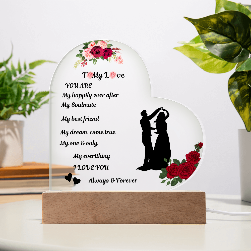 To My Love Printed Heart Acrylic Plaque