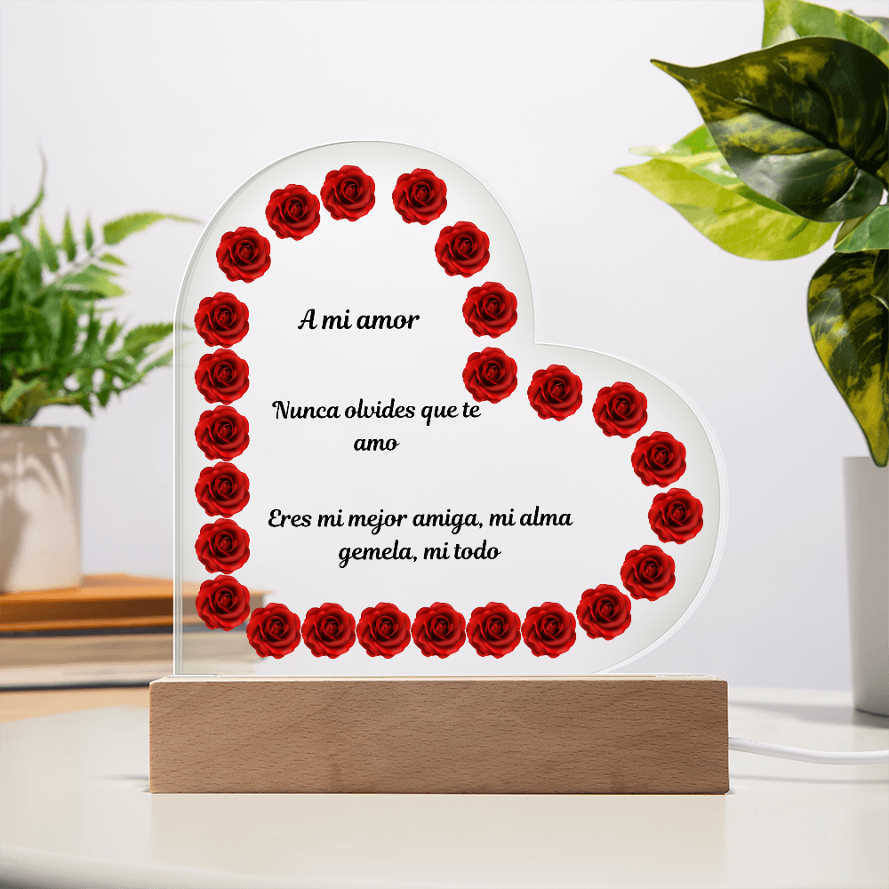 To My Love Acrylic Printed Heart Plaque Spanish