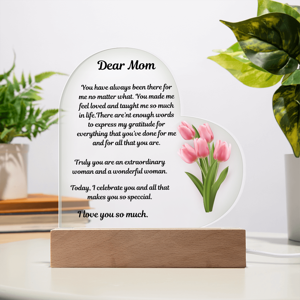 Dear Mom Acrylic Heart Plaque