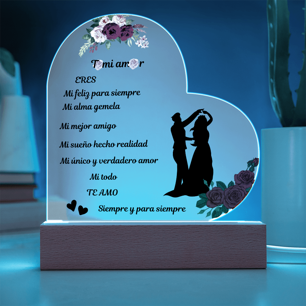 To My Love Printed Acrylic Heart Plaque Spanish