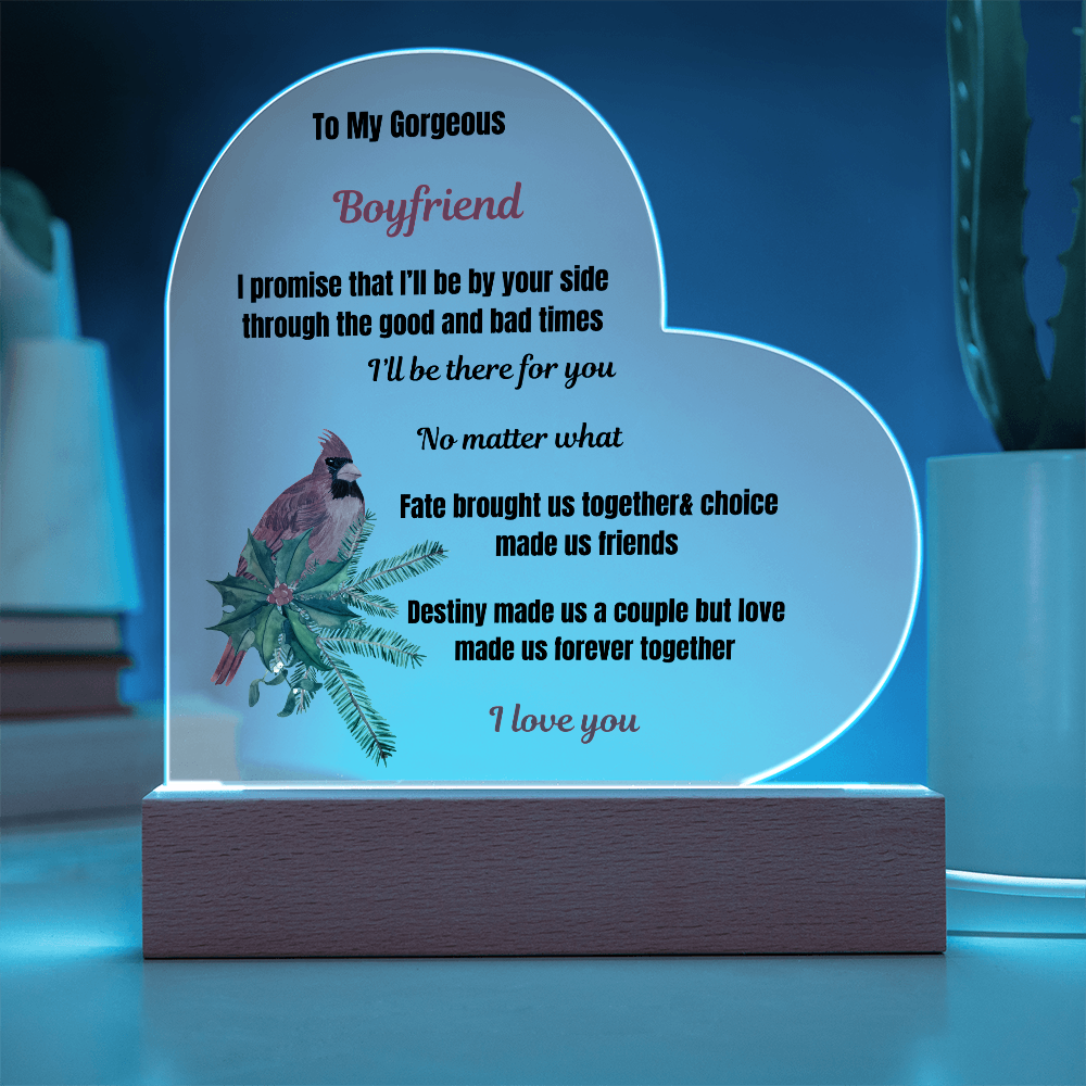 To My Boyfriend Printed Acrylic Heart Plaque