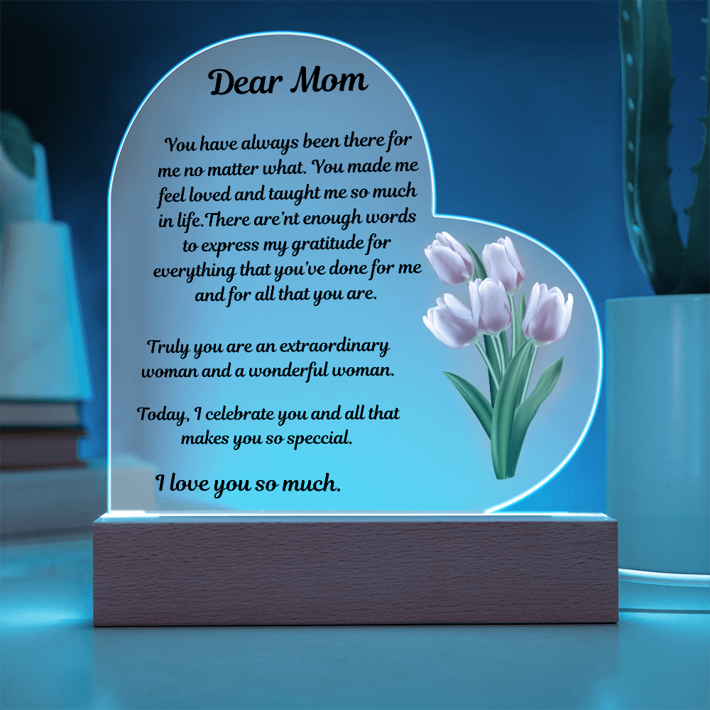Dear Mom Acrylic Heart Plaque