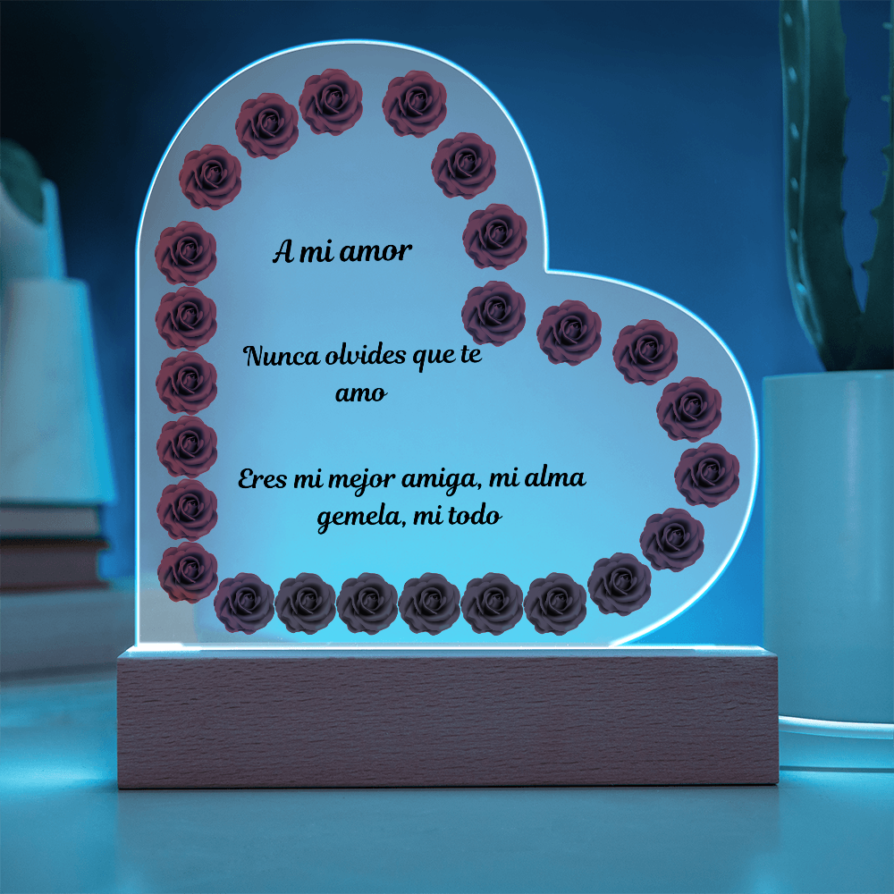 To My Love Acrylic Printed Heart Plaque Spanish