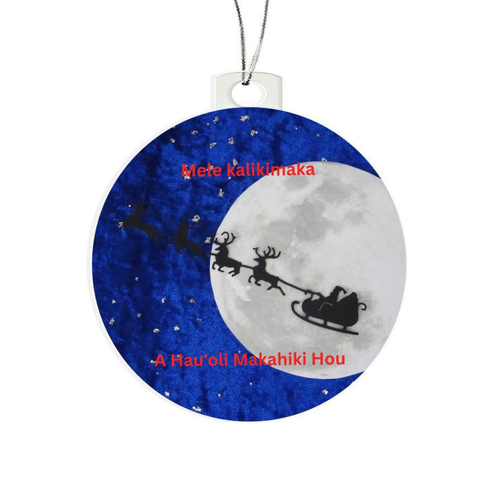 Santa And Reindeer Hawaiian Round Christmas Ornament