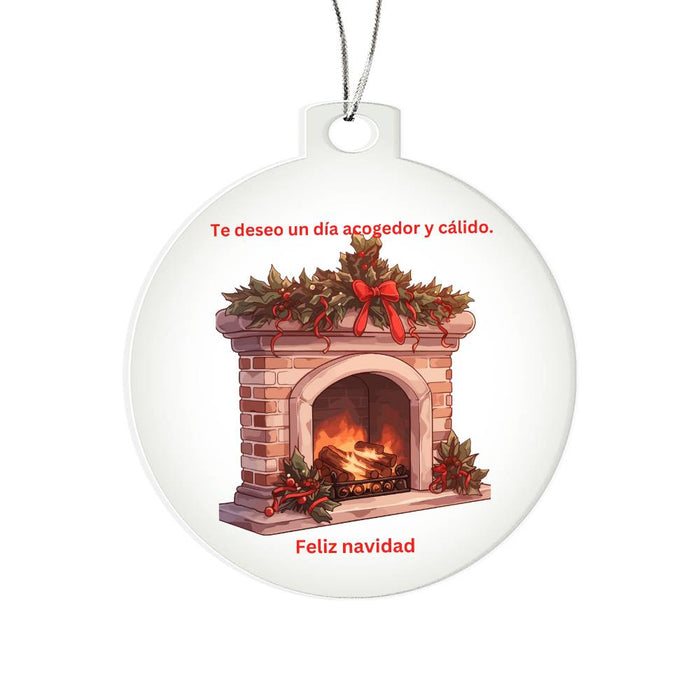 Wishing You A Cozy Merry Christmas Round Ornament Spanish