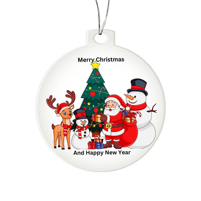 Merry Christmas Santa And Friends Round Christmas Ornament