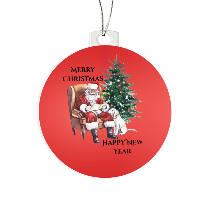 Merry Christmas Santa Round Christmas Ornament