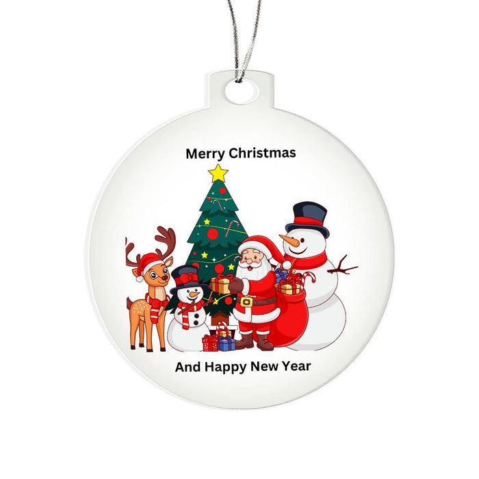 Merry Christmas Santa and Friends Round Christmas Ornament