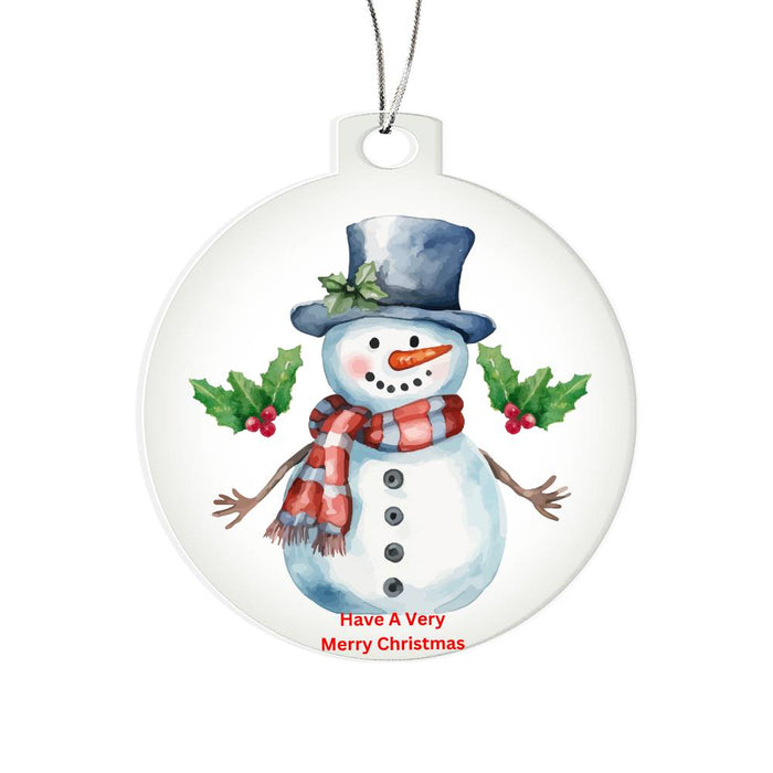 Snowman Merry Christmas Round Ornament