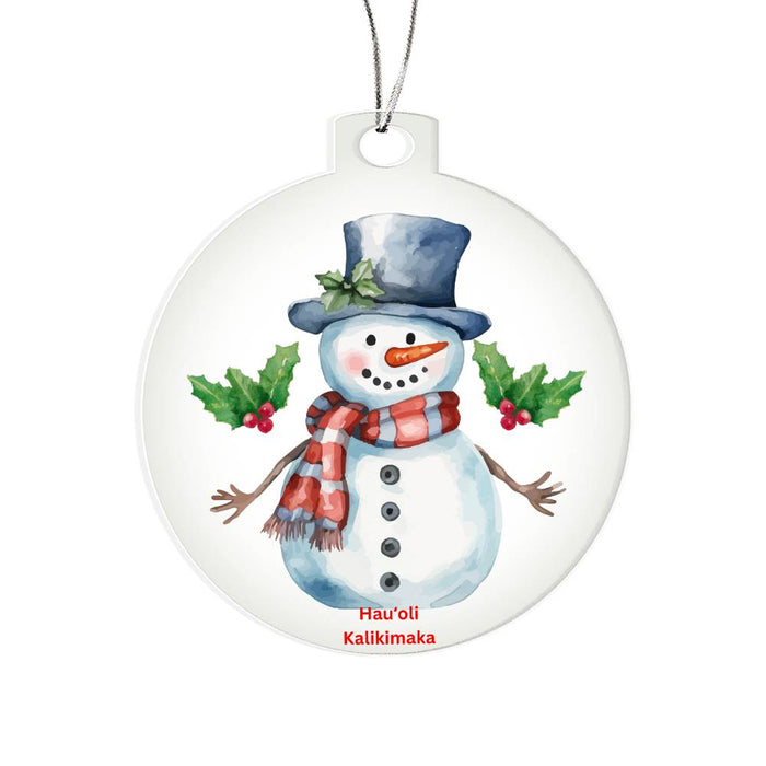 Snowman Merry Christmas Round Ornament Hawaiian