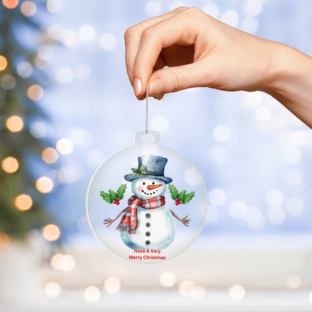 Snowman Merry Christmas Round Ornament