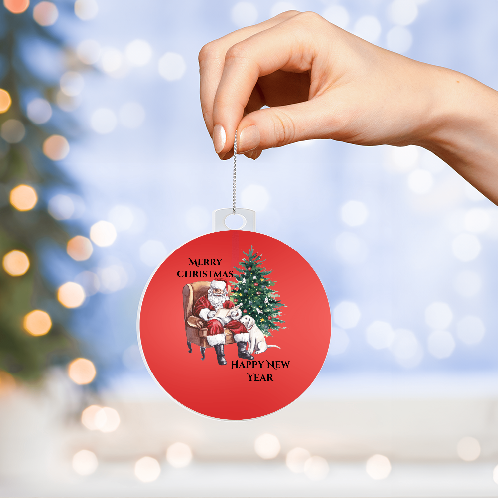 Merry Christmas Santa Round Christmas Ornament