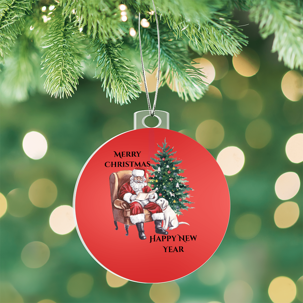 Merry Christmas Santa Round Christmas Ornament