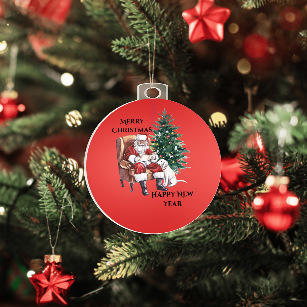 Merry Christmas Santa Round Christmas Ornament