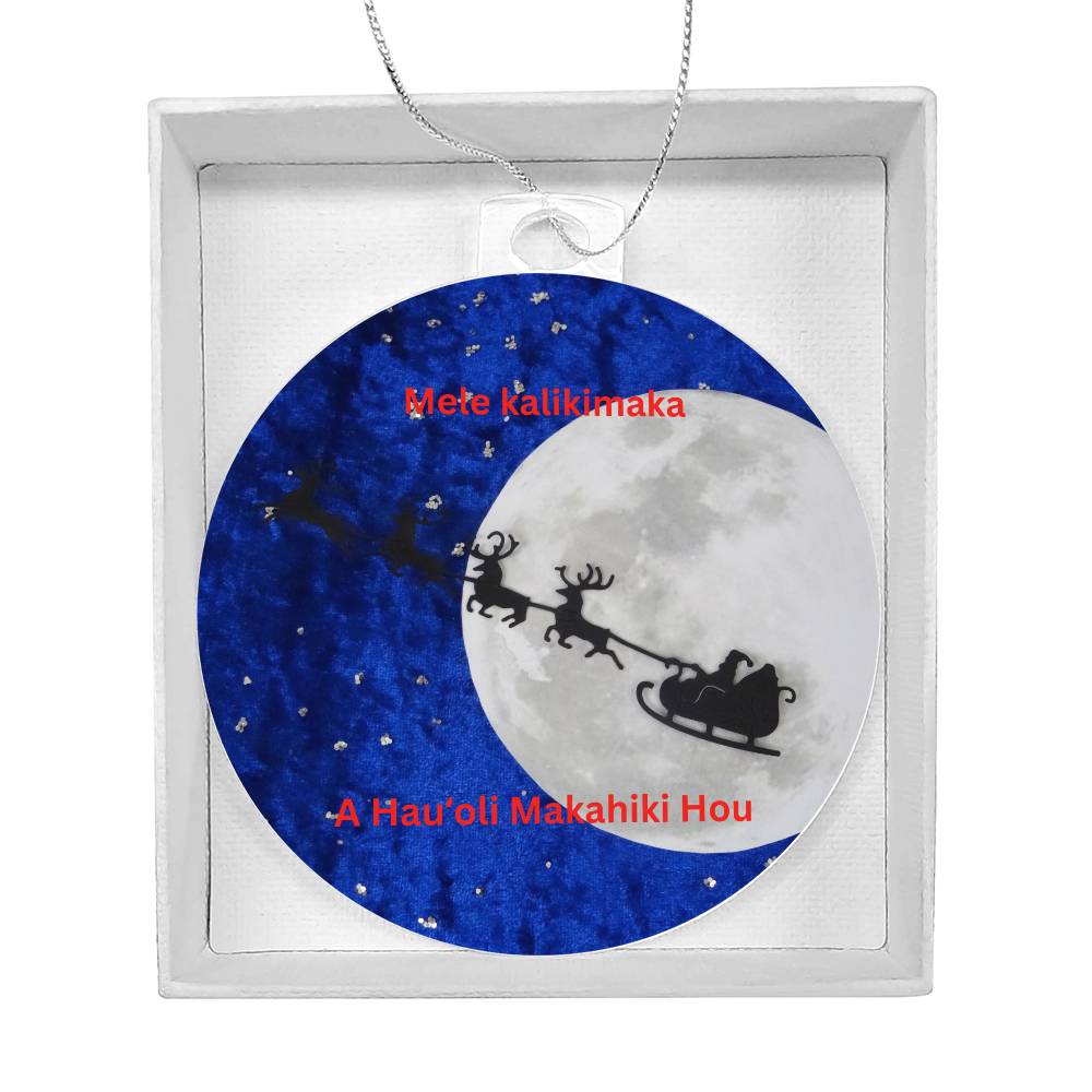Santa And Reindeer Hawaiian Round Christmas Ornament