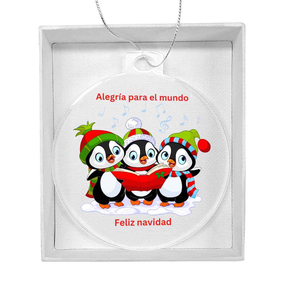 Joy To The World Spanish  Christmas Carol Round Ornament