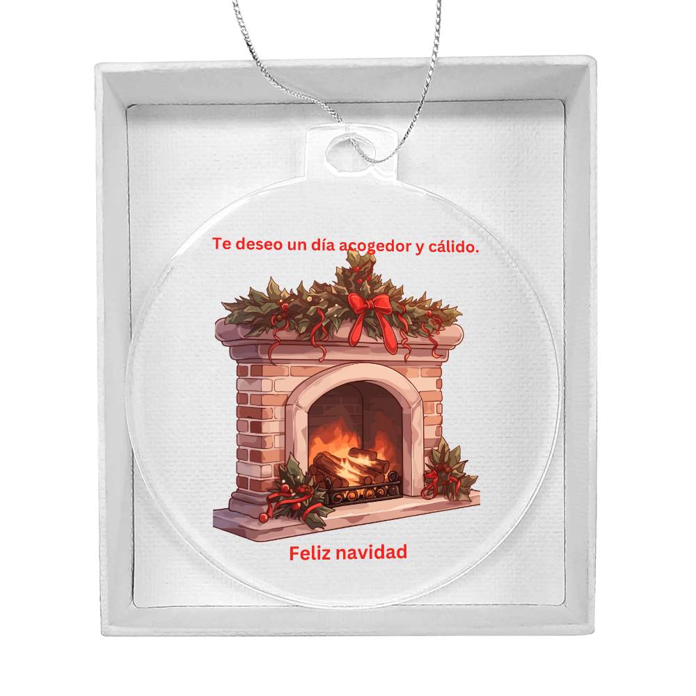 Wishing You A Cozy Merry Christmas Round Ornament Spanish