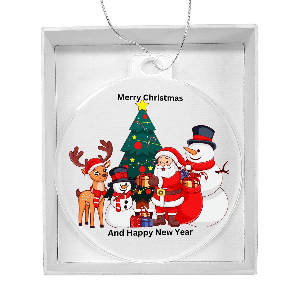 Merry Christmas Santa And Friends Round Christmas Ornament