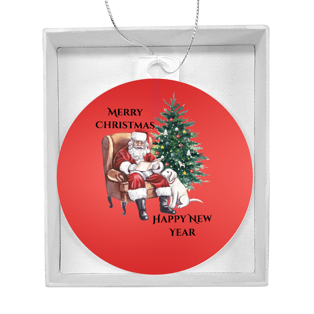 Merry Christmas Santa Round Christmas Ornament