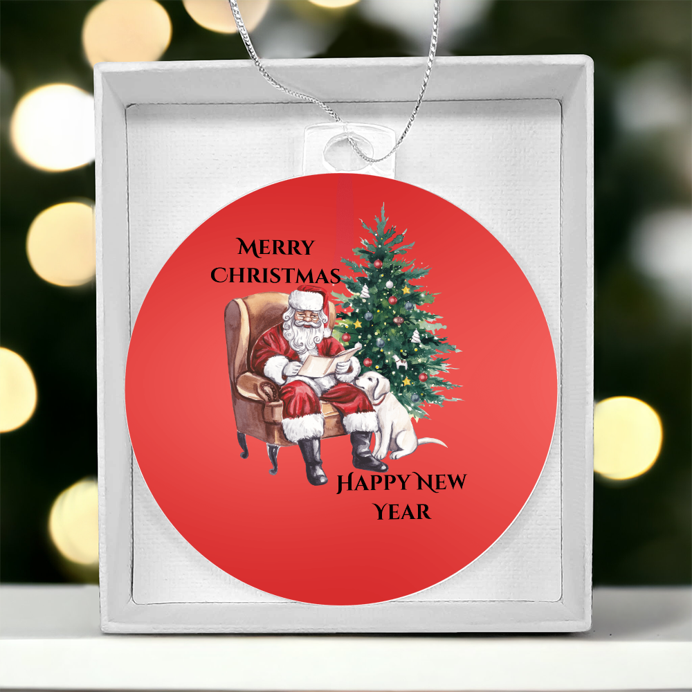 Merry Christmas Santa Round Christmas Ornament