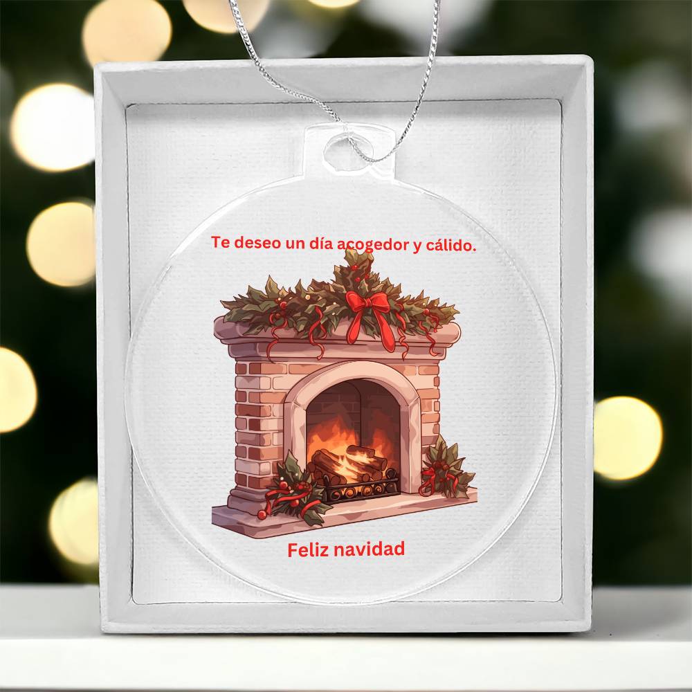 Wishing You A Cozy Merry Christmas Round Ornament Spanish