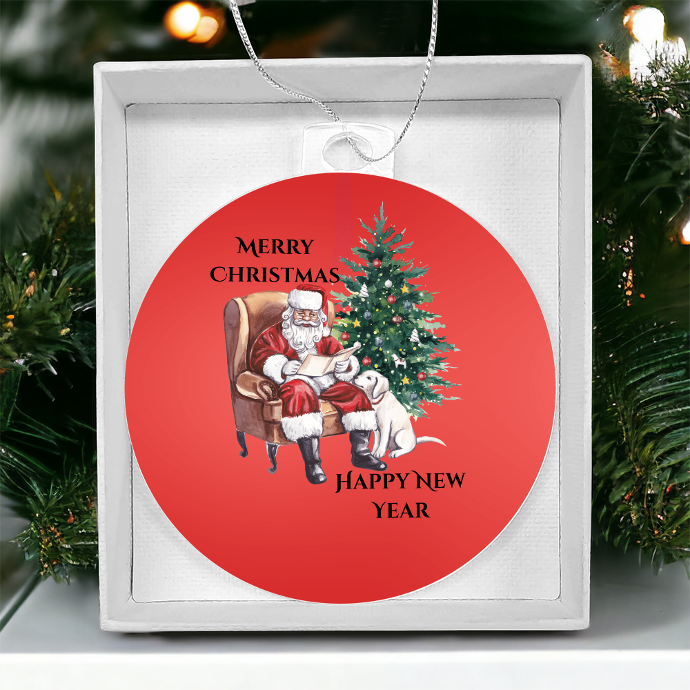 Merry Christmas Santa Round Christmas Ornament