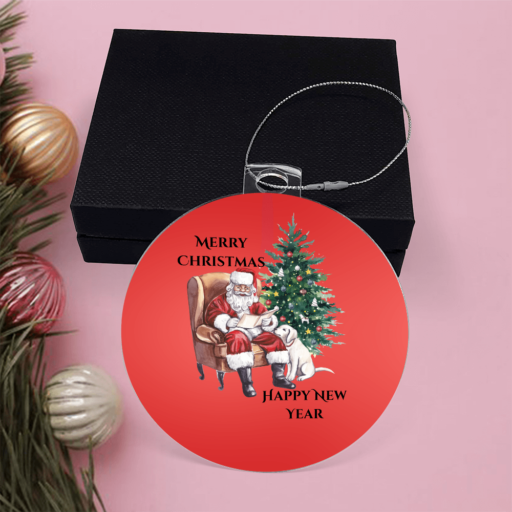 Merry Christmas Santa Round Christmas Ornament