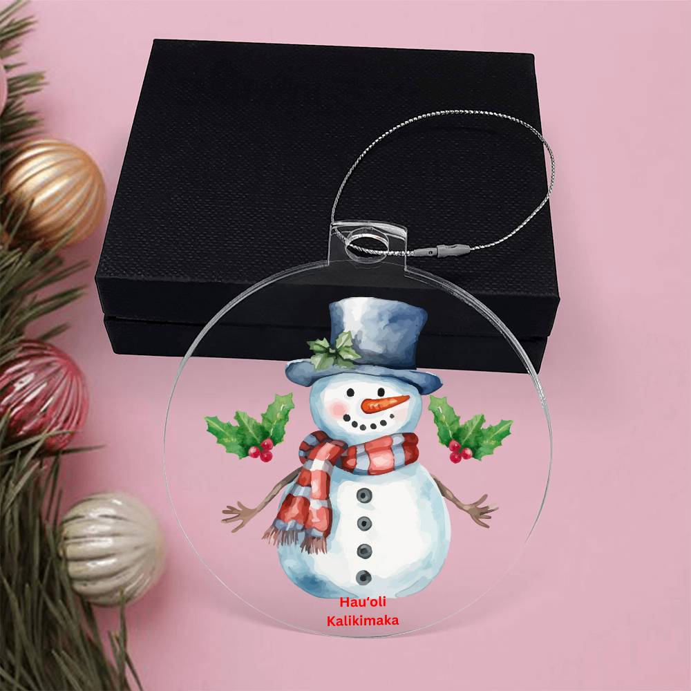 Snowman Merry Christmas Round Ornament Hawaiian