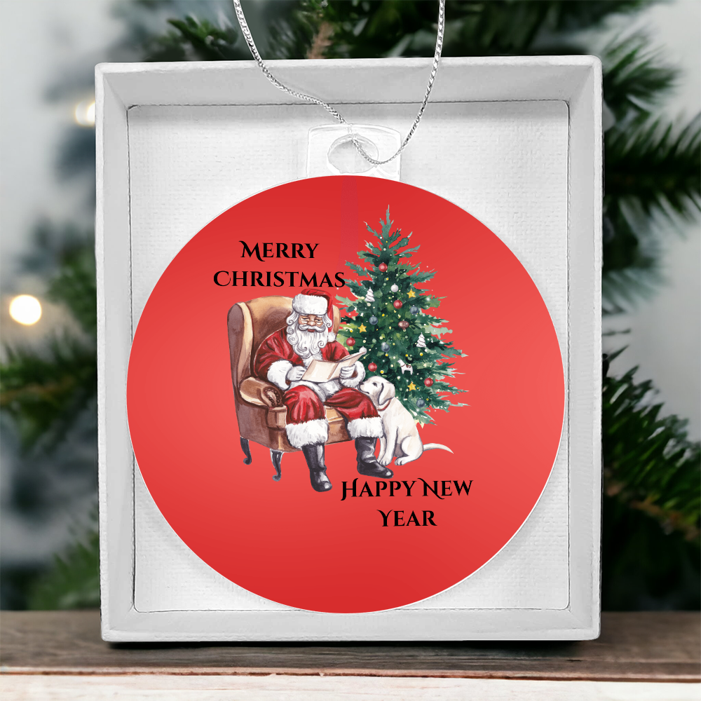 Merry Christmas Santa Round Christmas Ornament