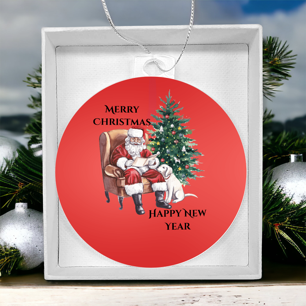 Merry Christmas Santa Round Christmas Ornament