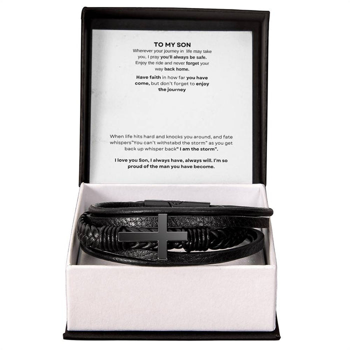 To My Son Men's Cross Bracelt
