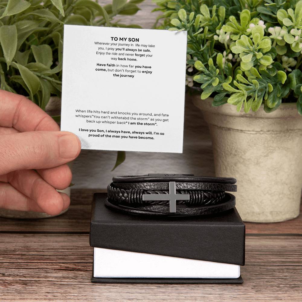 To My Son Men's Cross Bracelt