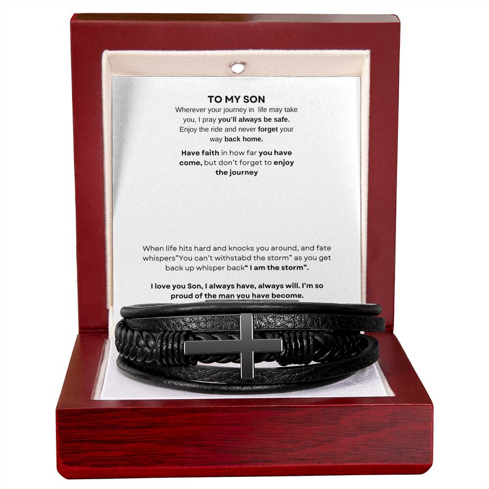 To My Son Men's Cross Bracelt